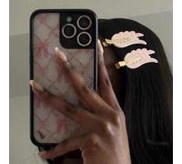 Shein 2 piezas de pinzas invisibles con incrustaciones de diamantes de imitación en forma de alas de ángel, pinzas de pelo tipo pico de pato con alas a raya
