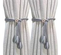 Shein 2 piezas de soportes para cortinas con diseño floral - Soporte de cortina beige, cierre ajustable de cuerda, adecuado para decoración moderna del hoga