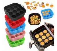 Shein 2 piezas de Tapetes de silicona reutilizables para freidora de aire, con moldes para magdalenas/cuadrados, aptos para Instant Pot/Horno de freidora de