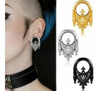Shein 2 piezas de túneles para orejas de acero inoxidable 316, estilo gótico retro de castillo de Halloween, tapones punk y aros para orejas estiradas, pend