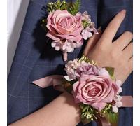 Shein 2 piezas Decoración de flores, hojas y frutas artificiales de estilo Mori, boutonnière de novio/padrino de boda, pulsera de novia/dama de honor, acces