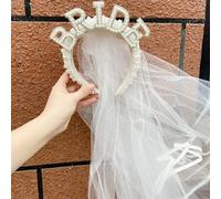 Shein 2 piezas Diadema de perlas para novia, corona nupcial, decoración para despedida de soltera, suministros para fiesta de gallina, novia, diademas de al