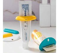 Shein 2 piezas Dispensador de pasta de dientes, exprimidor de crema de manos y soporte para tubo de limpiador facial de estilo japonés de colores aleatorios
