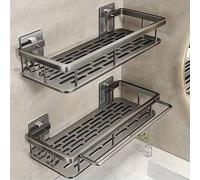 Shein 2 piezas Estantería de ducha montada en la pared, ahorro de espacio, impermeable y duradera, estantes rectangulares para champú, acondicionador, etc.,