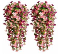 Shein 2 piezas Flor artificial de amanecer resistente a los rayos UV, disponible en rosa y rojo rosa, adecuada para decoración del hogar interior/exterior,