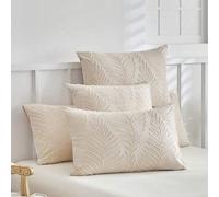 Shein 2 piezas Funda de almohada acolchada jacquard con estampado de hojas color caqui, funda de almohada decorativa de estilo bohemio moderno, apta para to