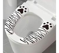 Shein 2 piezas Funda para asiento de inodoro con forma de pata de gato linda, adhesiva y de fácil instalación, ajustable y recortable, impermeable y talla g