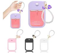 Shein 2 piezas Funda protectora de 1 oz (30 ml) para el rociador de desinfectante de manos Touchland, con 26 flores y letras decoradas con perlas, funda pro