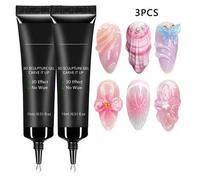 Shein 2 PIEZAS GEL DE ESCULTURA 3D 15ML PARA UÑAS, PEGAMENTO DE GEL SUPER FUERTE PARA UÑAS CON CHARMS 3D, GEL BRILLANTE PARA DECORACIÓN DE UÑAS CON GEMAS, J