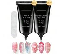 Shein 2 PIEZAS Gel de escultura 3D de 35ML y frotamiento para uñas, pegamento de uñas en gel súper fuerte para decoración de uñas 3D, brillos y joyas. Regal