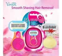Shein 2 piezas Gillette Venus Afeitadora para mujer con jabón lubricante Afeitado seguro y sensible Depilación corporal femenina, Regalo Afeitadora no Venus