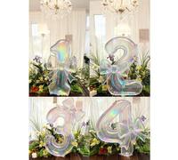 Shein 2 piezas Globo digital transparente de 40 pulgadas con números del 1 al 9 en colores + Conjunto de globos con lazos, adecuado para decorar cumpleaños,