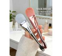 Shein 2 piezas Juego de brochas para mascarilla facial, aplicador facial de doble cabezal con cerdas suaves de silicona y cepillo, incluye espátula, cabezal