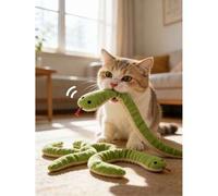 Shein 2 piezas Juguetes para gatos en forma de serpiente, de material de lino suave con varilla con cascabel, juguete de serpiente de peluche de 13 pulgadas