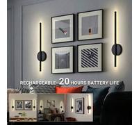 Shein 2 piezas Lámpara de pared larga moderna, control remoto, regulable y temperatura de color ajustable, instalación magnética, batería recargable de gran