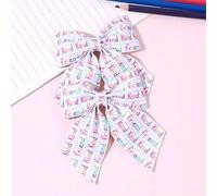 Shein 2 PIEZAS Lazos para el Cabello de Regreso a la Escuela para Niñas, Lazos Coloridos de Amigo Amable, Pinzas para el Cabello Estilo Cuaderno con Cola, L