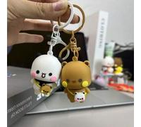 Shein 2 piezas Llavero Kawaii Bubu Dudu Yier de oso panda, figura de anime, juguete, colgante lindo, soporte de llavero, decoración para coche, mochila, hog