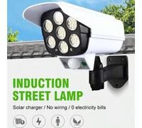 Shein 2 piezas Luces falsas de cámara con sensor de movimiento solar para exteriores, lámpara solar de pared, luz nocturna del patio, reflector LED de 6000L