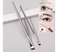 Shein 2 piezas Micro Pincel delineador de ojos delgado, Pinceles de maquillaje ultra suaves y portátiles, Multifuncional, Pincel de cejas, Pincel de sombra