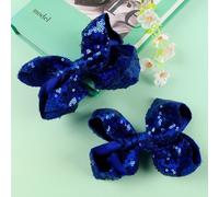 Shein 2 piezas Pasadores de pelo con lazo de brillo azul real, adecuados para niñas, accesorios de pelo elegantes con mariposa, apropiados para fiestas y oc