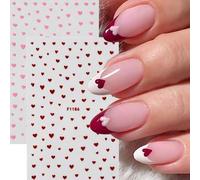 Shein 2 piezas Pegatinas de arte de uñas en forma de corazón rojo y rosa, calcomanías de corazón de confesión francesa para boda, decoración de joyas de uña