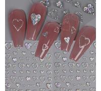 Shein 2 piezas Pegatinas de uñas con relieves holográficos en forma de corazón, con brillo y destellos, para decoración de boda DIY, decoraciones deslizante