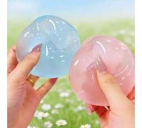 Shein 2 piezas Pelota de estrés de aceite de coco hecha a mano con rebote lento y azul, juguete de apretón redondo de malta de 6 cm para alivio del estrés,