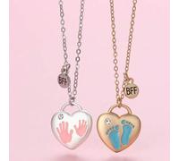 Shein 2 piezas Pendientes de corazón con diseño de huella de palma y pie, de aleación de zinc y esmalte, de estilo minimalista y lindo, adecuado para uso di