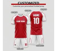 Shein 2 piezas Personalizado 2026 Copa Mundial Tema Ciudad de Inglaterra Super League - Camiseta y pantalones cortos de la selección nacional, en color rojo