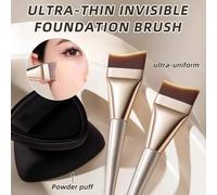 Shein 2 piezas Pinceles de maquillaje profesionales de fundación - Pinceles de maquillaje de tapa plana ultra delgados para BB Cream, corrector y base, adec