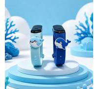 Shein 2 piezas Pulseras electrónicas LED de la serie oceánica favoritas de los niños, Delfín azul claro & Ballena azul real, Pantalla de hora, fecha, cronóm