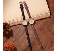 Shein 2 piezas Reloj de mujer de cuarzo con correa retro y sencillo con esfera circular, perfecto para decoración de la muñeca en la vida diaria y actividad