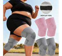 Shein 2 piezas - Rodilleras elásticas de talla grande, Mangas para rodillas XL - 3XL, Vendas de compresión transpirables para rodillas hechas de hilo antide