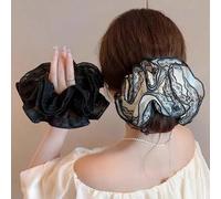 Shein 2 piezas Scrunchies de pelo con lazo grande de estilo vintage y borde de encaje, accesorios de lazos de pelo de estilo color block, regalos del Día de