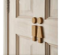 Shein 2 piezas Señal de baño hombre/mujer linda, 6.6" Placa de madera/acrílico creativa unisex para puerta de baño/aseo, conjunto decorativo de señales de m