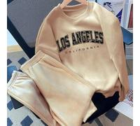 Shein 2 piezas/Set Atuendo informal de invierno para adolescentes con sudadera con capucha y pantalón de chándal holgado con estampado de la leyenda "LOS ÁN