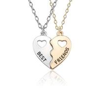 Shein 2 piezas/set Collar con corazón roto, collares para mejores amigas para la escuela, collar gargantilla, colgante de amistad, collares de dos partes qu