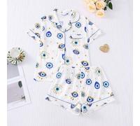 Shein 2 piezas/Set Conjunto de pijama para mujer, estampado de un solo ojo, ropa de estar en casa para mujer, conjunto de vacaciones de primavera/verano, co