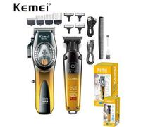 Shein 2 Piezas/Set Cortadora de Pelo Profesional Barbero Kit de Corte y Recorte, Máquina de Corte de Pelo Eléctrica Motor Magnético KM-1767 Cuchilla DLC, Re