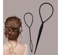 Shein 2 piezas/Set Herramienta para trenzar el cabello, Herramienta para peinar el cabello, Creador de cola de caballo, Accesorios para el cabello, Vuelta a