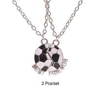 Shein 2 piezas/set Mejores amigos Colgantes de collar para amigos para la escuela Collar gargantilla Colgante de amistad de fútbol Dos partes que se unen Co