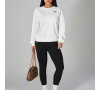 Shein 2 piezas/Set Sudadera de cuello redondo holgada y pantalones ajustados tipo leggings, con logo de lazo, ropa urbana, vintage, de vuelta al colegio, re