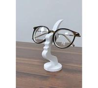 Shein 2 piezas Soporte curvo para gafas de plástico minimalista con rostro humano abstracto en blanco y negro, accesorio de decoración de escritorio, organi