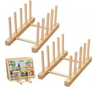 Shein 2 Piezas Soporte de madera para exhibir rompecabezas, estante organizador de almacenamiento de rompecabezas, decoración de habitación de bebé para ama