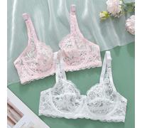 Shein 2 PIEZAS Sujetador de encaje elegante para mujer, sujetador sexy con push-up, sujetador transparente, lencería sexy para mujer, ropa interior con vari