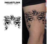 Shein 2 piezas Tatuajes temporales decorativos de Ojo de Medusa de INKARTLINK, tatuajes de arte corporal resistentes al agua, duraderos de 1 a 2 semanas, ta