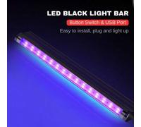Shein 2 piezas Tiras de luz LED negras de 1 pie, ultravioleta, montaje magnético, 10 W, luces de pared con alimentación USB UV reactivas, para fiesta con br