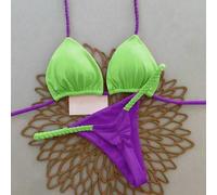 Shein 2 piezas Traje de baño bohemio casual, lindo y elegante con estampado floral y lazos trenzados, para vacaciones en la playa, primavera/verano