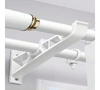 Shein 2 piezas Varillas de cortina dobles a rayas blancas de aleación de aluminio, aptas para varillas de cortina de 2,8 cm