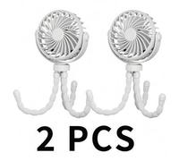 Shein 2 piezas Ventilador de cochecito de bebé con diseño de pulpo, ventilador portátil plegable recargable por USB silencioso con luz nocturna LED de 3 vel
